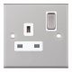 7MPRO-121 - Satin Chrome - 1 Gang 13 Amp - DP Switched Socket With White Insert