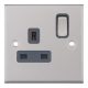 7MPRO-721 - Satin Chrome - 1 Gang 13 Amp - DP Switched Socket With Grey Insert